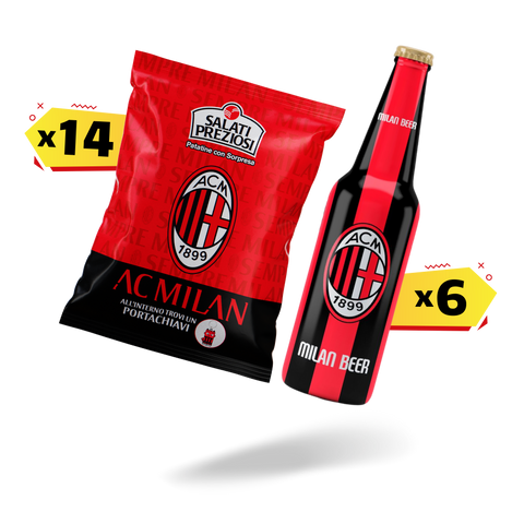 6 Birre Bombeer Milan + 14 Patatine Milan